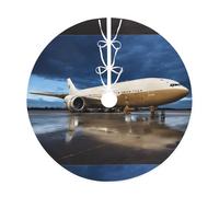 (Airplane in The Evening Light) 30" Christmas Tree Skirt Large Xmas Tree Rug Round Tree Mat Holiday Decoration for Home Office