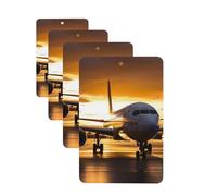 Airplane In The Evening Light 4 Pcs Car Air Freshener Lavender Hanging Scented Cards Automotive Scented Hanging Sheets Rectangle For Car Home Office Closet Bathroom