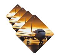 Airplane In The Evening Light 4 Pcs Car Air Freshener Lavender Hanging Scented Cards Automotive Scented Hanging Sheets Square For Car Home Office Closet Bathroom