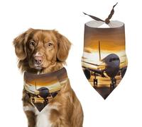 Airplane in The Evening Light Dog Bandana Washable & Adjustable Triangle Scarf, Breathable Pet Scarf for Small Medium Large Pets, Cute Fashion Pet Accessory