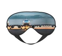 Airplane in The Evening Light Double Side Eye Mask, Adjustable Strap Eye Mask, Eye Sleep Shade Cover, Blocks Light Eye mask