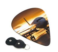 Airplane in The Evening Light Guitar Plectrums, 6 Guitar Plectrums, Printed on both sides for Electric Guitar Bass Ukulele (0.46 mm 0.71 mm 0.96 mm)