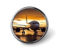 Airplane in The Evening Light Lapel Pin for Men Aircraft Plane at Sunset Fashion Brooch Pin -Cute Enamel Badges, Aluminum Alloy Metal Pinback for Hats, Shirts, Bags, Jackets & Accessories (1 Inch Roun