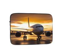 Airplane in The Evening Light Laptop Case 17 inch, Water Resistant Laptop Sleeve Shockproof Protective Traveling Computer Bag Portable Business Briefcase for Men Women