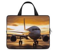 Airplane in The Evening Light Laptop Sleeve Ultra-Thin, Lightweight & Waterproof 15inch Laptop Bags, Durable Neoprene Material, Portable Protective Computer Bag with Hand Strap