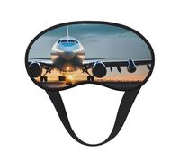 Airplane in The Evening Light Print Adults Soft Washable Eye Mask for Light Blocking Nap Face Sleeping Travel Cover