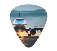 Airplane in The Evening Light print Celluloid Guitar Plectrums for Acoustic Guitar Bass,Guitar Picks with Organizer Box