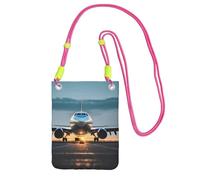 Airplane In The Evening Light Print Crossbody Bag For Women, Shoulder Bag Purse, Travel Sport Mini Phone Bag, Phone Wallet, Fuchusia, One Size