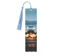 Airplane in The Evening Light Print Wooden Bookmarks with Tassels - 5 Pack - Book Gift