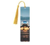Airplane in The Evening Light Print Wooden Bookmarks with Tassels - 5 Pack - Book Gift