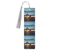 Airplane in The Evening Light Printing Fashion Wooden Bookmarks 5 Pieces,Rectangle Bookmarks for Adult Perfect for Graduation Gifts