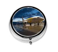 Airplane in The Evening Light This Small, Round, Three-Compartment Travel Pill Box is Perfect for Storing Daily medications, Vitamins, and on-The-go.