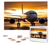 Airplane In The Evening Light Wooden Puzzles 1000 Pieces Personalized Jigsaw Puzzle For Adults Interesting Custom Photo Puzzles Gift For Holiday Birthday Wedding Anniversay