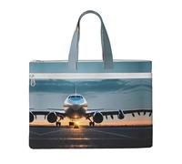 Airplane in The Evening Light Zippered Document Bag with Handle for Carrying Paper Files Books Filing Folder