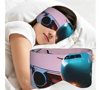 Airplane in The Evening Lights Print Adults Eye Mask for Sleeping Soft Breathable Blindfold Daily Home Travel Work