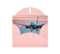 Airplane in The Evening Lights Print Blank Cards and Envelopes 5" x 6" for Wedding Birthday Invitations and All Occasions