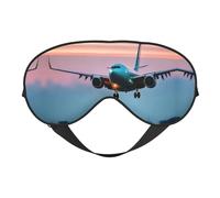 Airplane in The Evening Lights Print Sleep Mask, Soft Breathable Eye Cover for Travel, Shift Work & Meditation