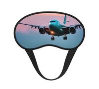 Airplane in The Evening Lights Sleeping Mask for Adults Blackout, Comfortable Eye Mask Blocking Light for Travel, Yoga