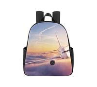 Airplane in The Sky at Sunrise Back Pack Purse 12.40x5.12x14.17inch Bag Pack Multipurpose Casual Teacher Backpack Business Travel School,Office