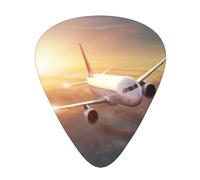 Airplane In The Sky At Sunset Guitar Pick 12 Packs Guitar Plectrums Best Musical Gift Including 0.46mm/0.71mm/0.96mm