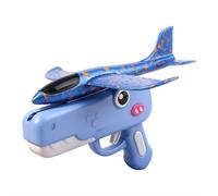 Airplane Launcher, Dinosaur Foam Glider Launcher Toy, Catapult Plane Toy Set 10-18m Launch Range with Two Dynamic Flight Modes and ABS Launchers for Outdoor Flying and Birthday Gifts (Blue)