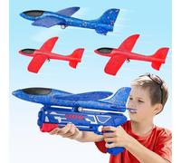 Airplane Launcher Toy for Kids Age 3+, Foam Polystyrene Glider Plane with Shooter Gun Garden Outdoor Flying Game Children Boy Girl Xmas Birthday Gift Present Stocking Filler