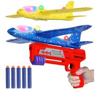 Airplane Launcher Toys, Foam Throwing Glider Plane with Catapult Gun, Indoor Outdoor Shooting Game for Kids Boys Girls 3+, Outdoor Flying Toys Birthday Gifts for3-12 Year Old Boys Girls (Red)