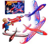 Airplane Launcher Toys for 3-12 Year Old Boys, 3 Glider Planes with Flashing Eyes & Web Wings, Kids Toy Spider Boy Toys Age 3 4 5 6 7 8 9 10 Year Old Boys Gifts Birthday Present Christmas Xmas Gift