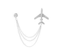 Airplane Long Chain Brooch for Women Imitation Rhinestone Aircraft Plane Flight Coat Tassel Chain Lapel Pins Collar Pin Men's Suit Accessories Unique Travel Themed Jewelry for Aviators, 1, Metal