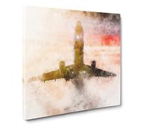 Airplane Lost in the Sky Canvas Print | Gallery Wrapped 30mm Frame Wall Art | 14x14 inches | Ready to Hang | Modern Vehicles Picture | Living Room Bedroom Lounge Office