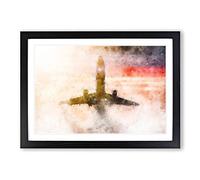 Airplane Lost in The Sky Painting Framed Print | A2 Black Framed Wall Art | Ready to Hang | Modern Vehicle Picture | Living Room Bedroom Lounge Office