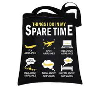 Airplane Lover Gifts Airplane Tote Bag Things I Do In My Spare Time Airplane Enthusiast Aviation Pilot Gifts Canvas Tote Bag (Airplane Tote Bag)