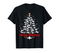 Airplane Merry Christmas Tree Funny Airplane Pilot Xmas T-Shirt