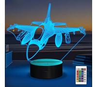 Airplane Model Gifts for Boys Men Pilot, 16 Colors Airplane Night Light for Aviation Lovers Room Decor, F-16 Fighting Falcon Jet Plane 3D Illusion Lamp for Kids Xmas Gifts