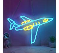 Airplane Neon Sign - Dimmable LED Wall Decor for Pilot & Aviation Lovers Gifts, Plane Neon Light for Boys Men Man Cave Office Bedroom Decor