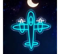 Airplane Neon Sign, LED Dimmable Airplane Light Up Sign USB Powered for Wall Decor, Travel Neon Lights for Agency Bedroom Bar Man Cave Living Room Party 16.92”X12.2”