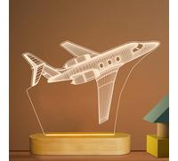 Airplane Night Light 3D Illusion Lamp,Soft Warm Colors Wood Table Lamp for Boys Pilot Gifts with USB Power