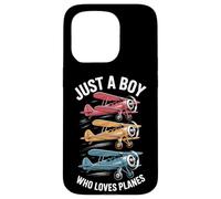 Airplane Obsessed Kid Just A Boy Who Loves Planes Flying Fan Case for iPhone 15 Pro