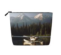 Airplane On Lake Cosmetic Bag for Women- Portable Travel Organiser, Toiletry Bag with Zip Closure