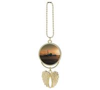 Airplane on The Tarmac Car Hanging Ornament Rear View Mirror Pendant Cute Car Mirror Aesthetic Decor Funny Auto Pendant Auto Charms Gifts for Men Women Golden-style