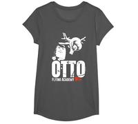 Airplane! Otto Autopilot Flying Academy Kids T-Shirt, Girls, Asphalt Grey, Medium