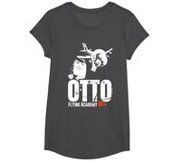 Airplane! Otto Autopilot Flying Academy Kids T-Shirt, Girls, Dark Heather Grey, X-Small
