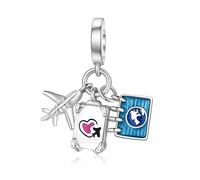 Airplane Passport Charms for Pandora Travel Chams Airplane Suitcase Shape