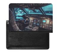 Airplane Passport Holder Wallet Card Case Fashion Travel Passport Cover Documents Organizer ID Protector Holder Unisex-adult