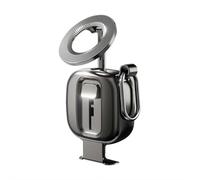 Airplane Phone Holder for MagSafe - 720° Adjustable Magnetic Mount with N52 Magnets Carabiner & Clamp, Foldable Travel Zinc Alloy Support Compatible with 12-17 Series, Android,Flight Essential