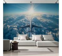 Airplane Photo Wallpaper Sky Scenery 500x280 cm Modern Non-Woven Poster 3D Print Large Wall Mural Decoration for Living Room Bedroom Dining Room Wall Art H179