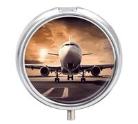 Airplane Pill Box Round Portable Small Pill Case Waterproof Travel Pill Box Organizer for Pocket Purse and Daily Convenience