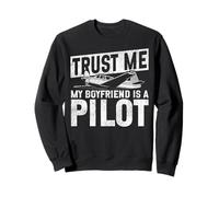 Airplane Pilot Boyfriend Vintage Trust Me My Boyfriend Is A Sweatshirt