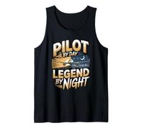 Airplane Pilot By Day Legend By Night Aviation Tank Top