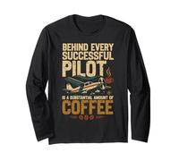 Airplane Pilot Coffee Vintage Retro Behind Every Successful Long Sleeve T-Shirt